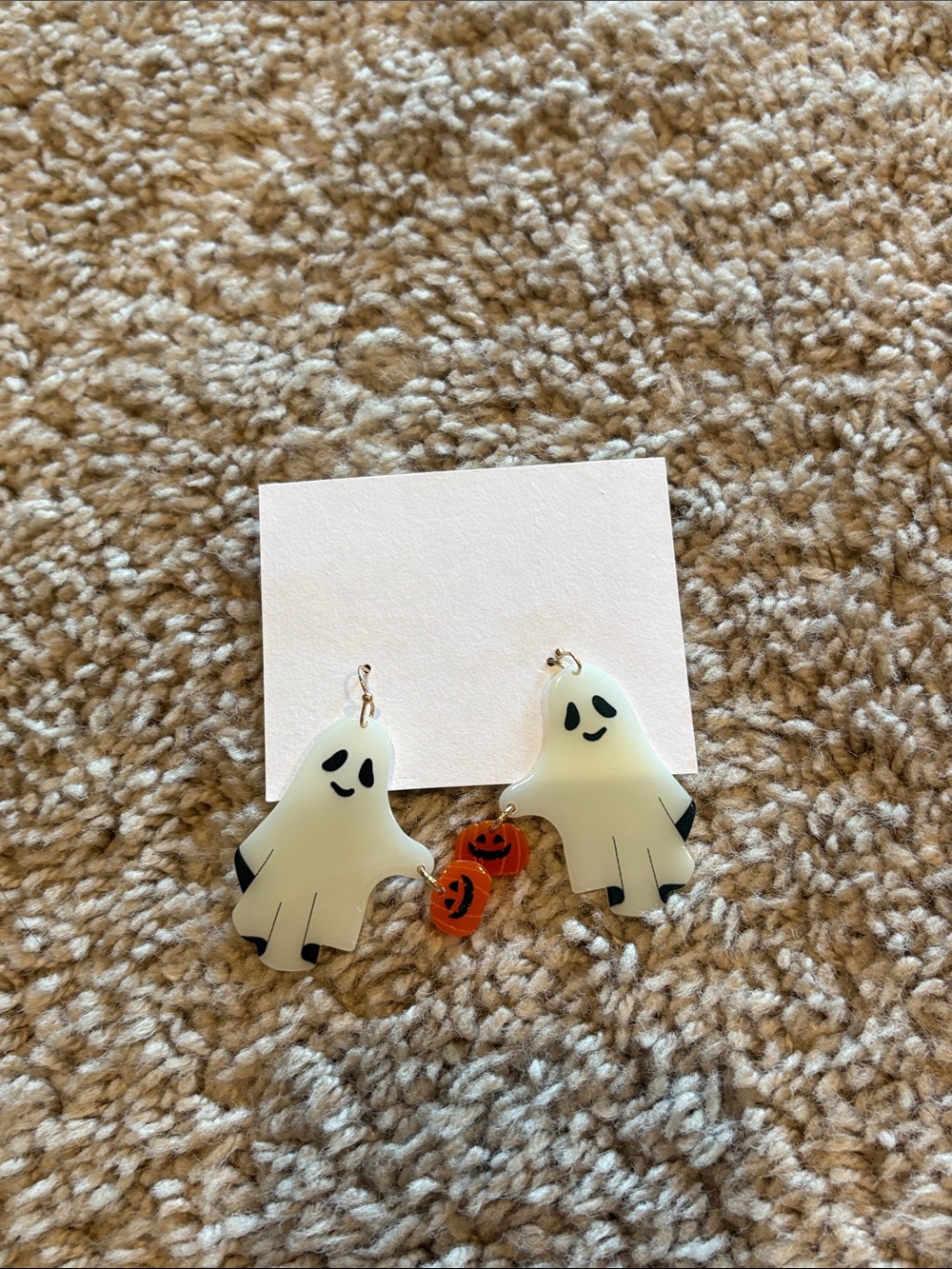Halloween Ghost Earrings with Jack-O'-Lantern Charms